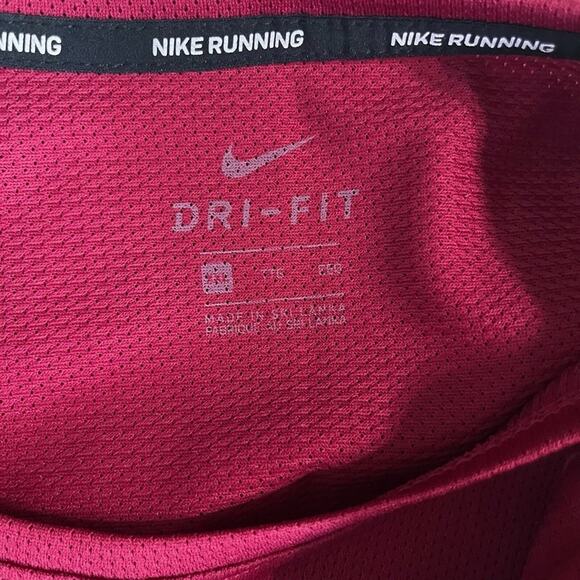 Nike Running Mens Dark Red Swoosh Short Sleeve Logo T Tee Athletic Shirt XXL 2X - Picture 15 of 16